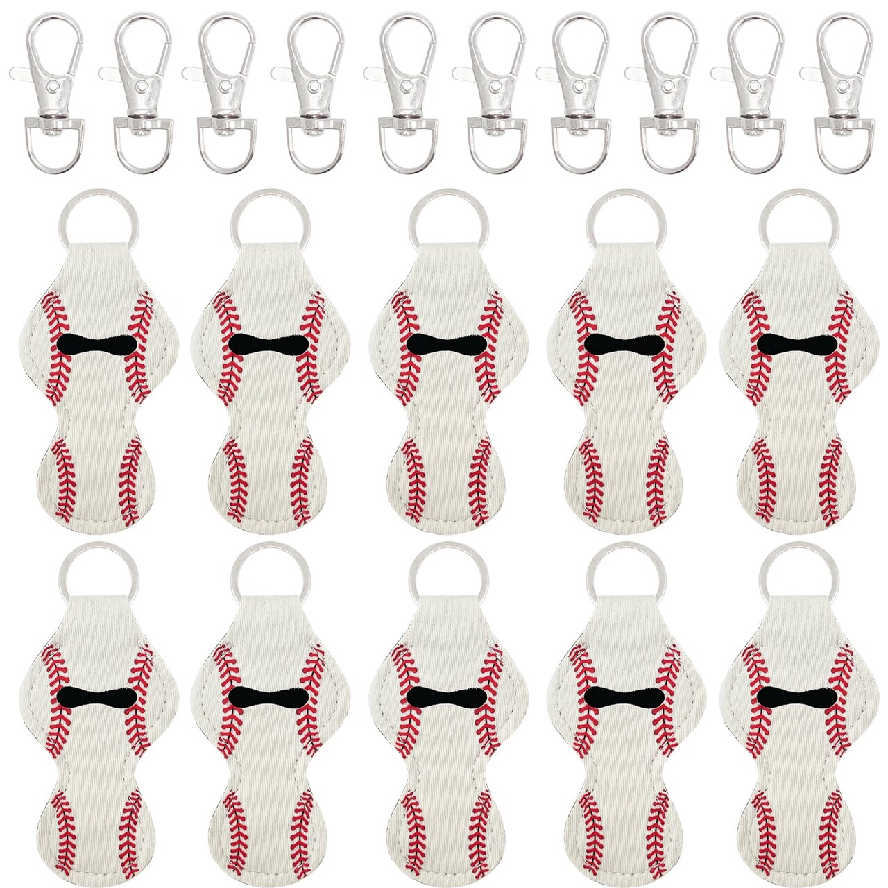 Wrapables 10 Pack Chapstick Holder Keychain with 10 Pieces Metal Clasps